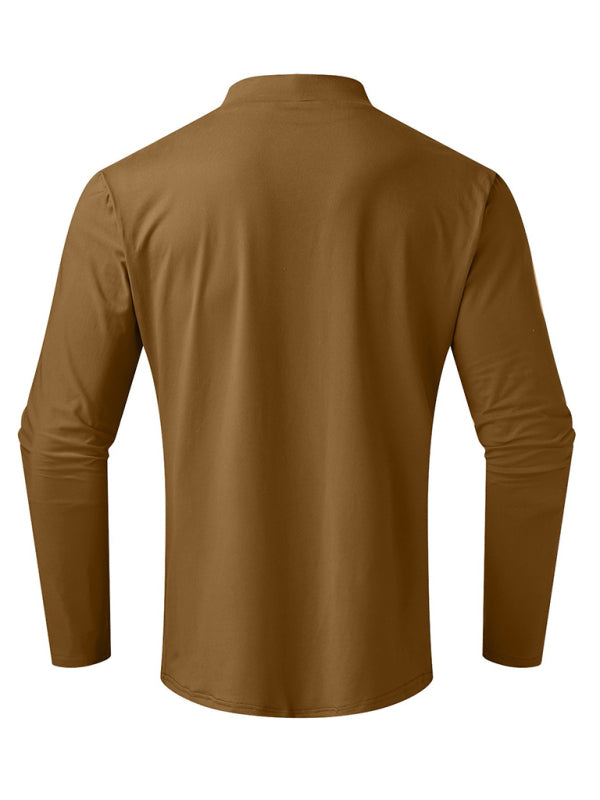 Mustard Men's Long Sleeve Turtleneck T-Shirts Men Tees