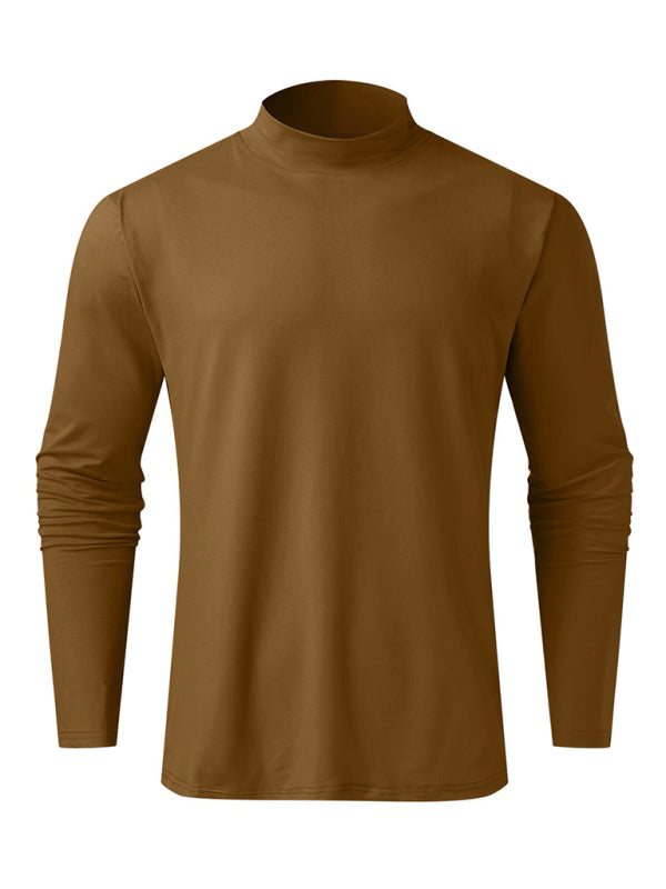 Mustard Men's Long Sleeve Turtleneck T-Shirts Men Tees