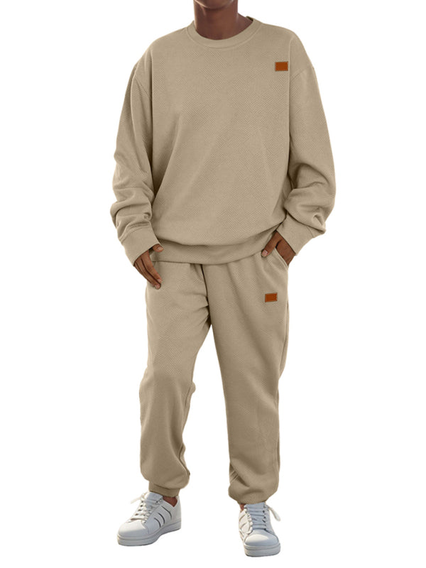 Men's Textured Lounge Tracksuit - Casual and Sporty	