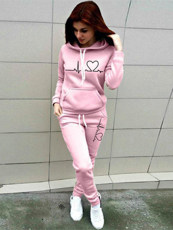 Women's Sporty Tracksuit in Fleece Casual Sportswear Set Sporty