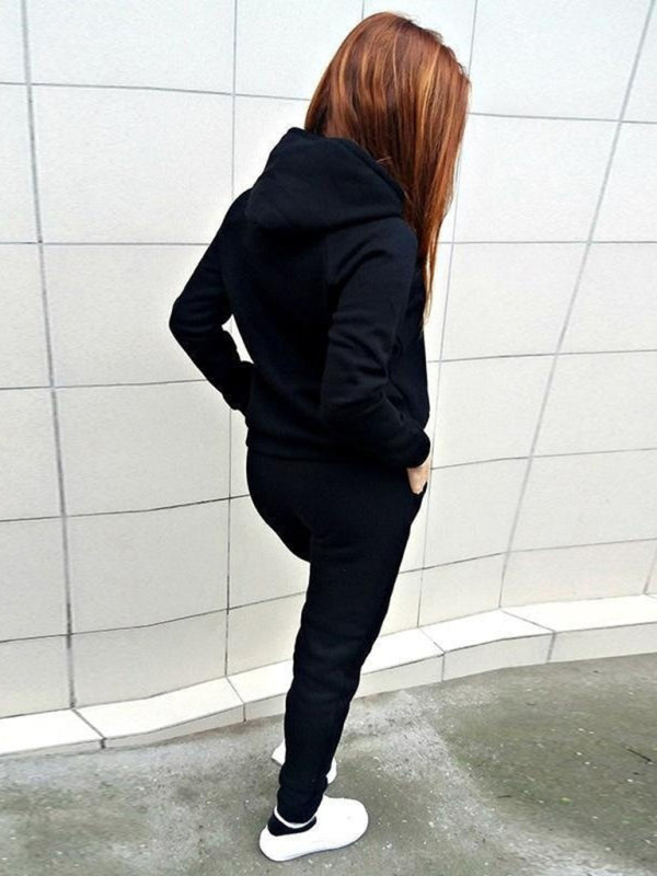 Women's Sporty Tracksuit in Fleece Casual Sportswear Set Sporty