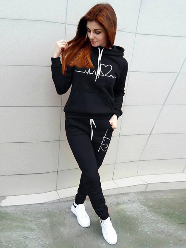 Women's Sporty Tracksuit in Fleece Casual Sportswear Set Sporty