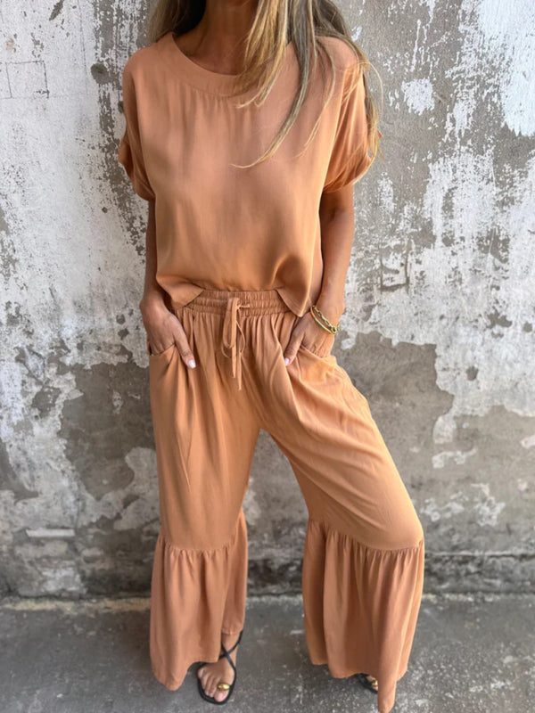 Women's Casual Palazzo Pants and Blouse Set Casual Set