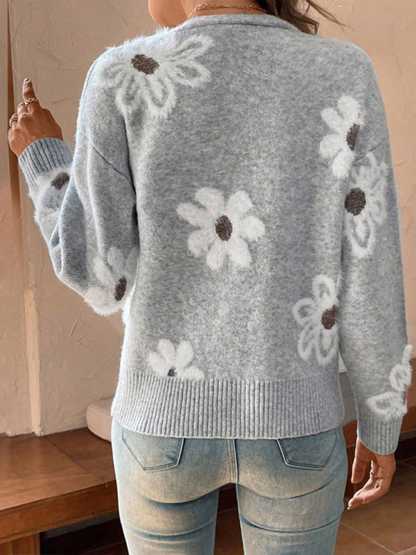 Casual Sunflower Knit Cardigan – Young Women's Style Cardigans