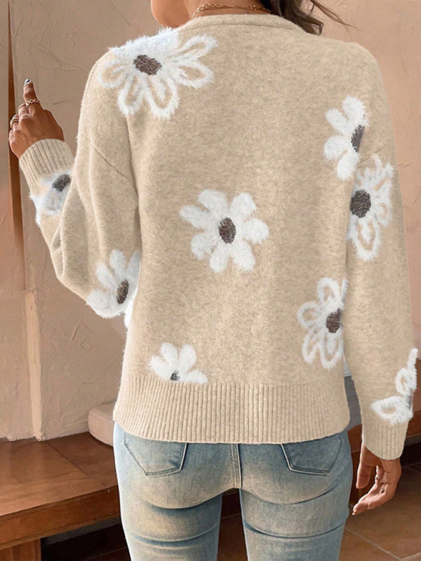 Casual Sunflower Knit Cardigan – Young Women's Style Cardigans