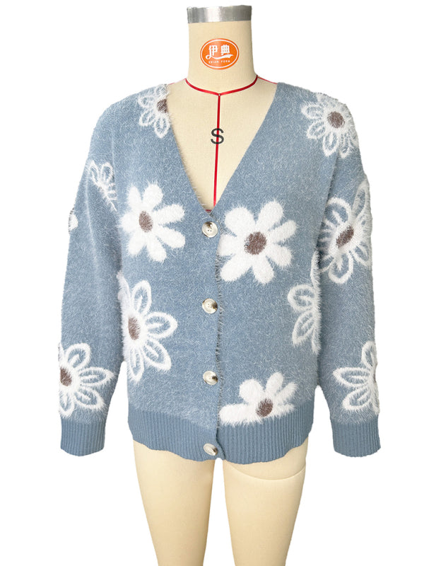 Casual Sunflower Knit Cardigan – Young Women's Style Cardigans