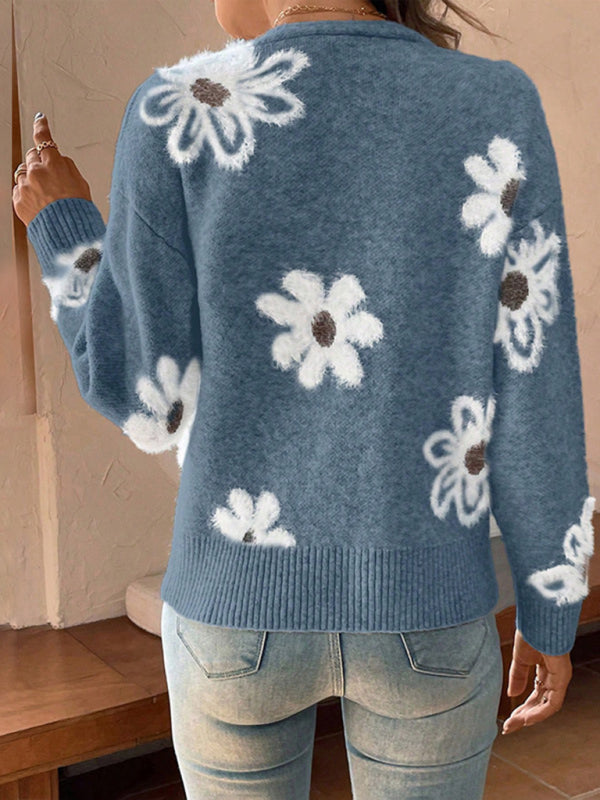 Casual Sunflower Knit Cardigan – Young Women's Style Cardigans