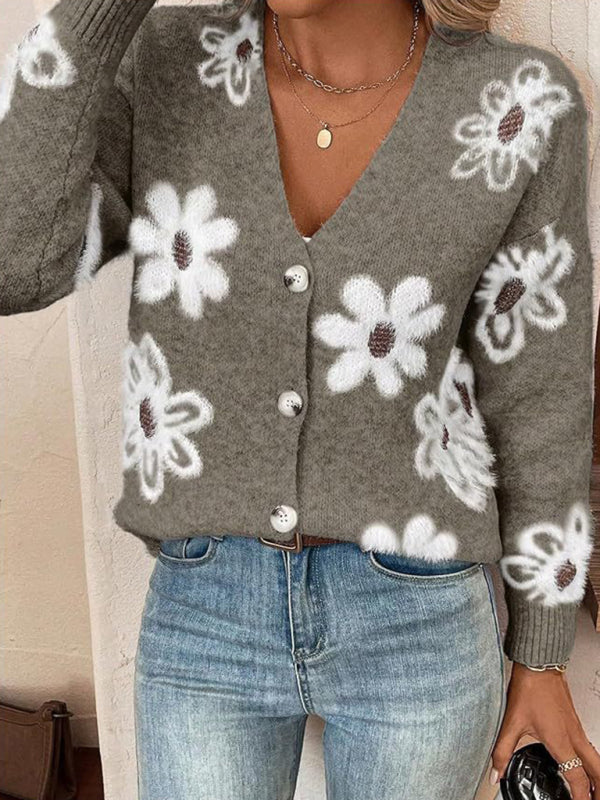 Casual Sunflower Knit Cardigan – Young Women's Style Cardigans