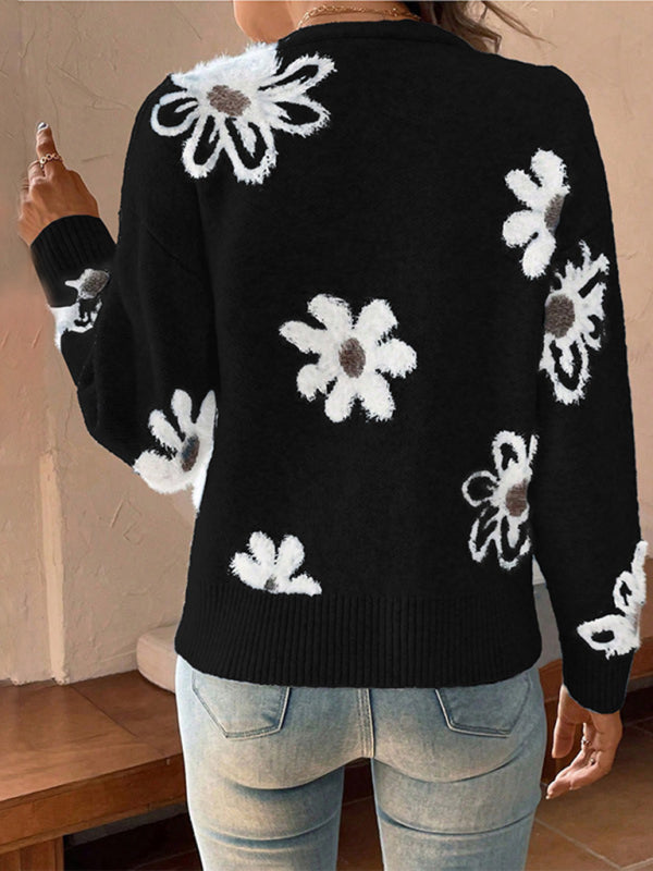 Casual Sunflower Knit Cardigan – Young Women's Style Cardigans