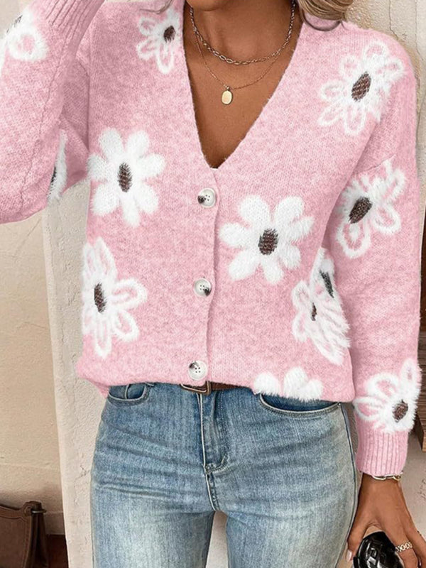 Casual Sunflower Knit Cardigan – Young Women's Style Cardigans