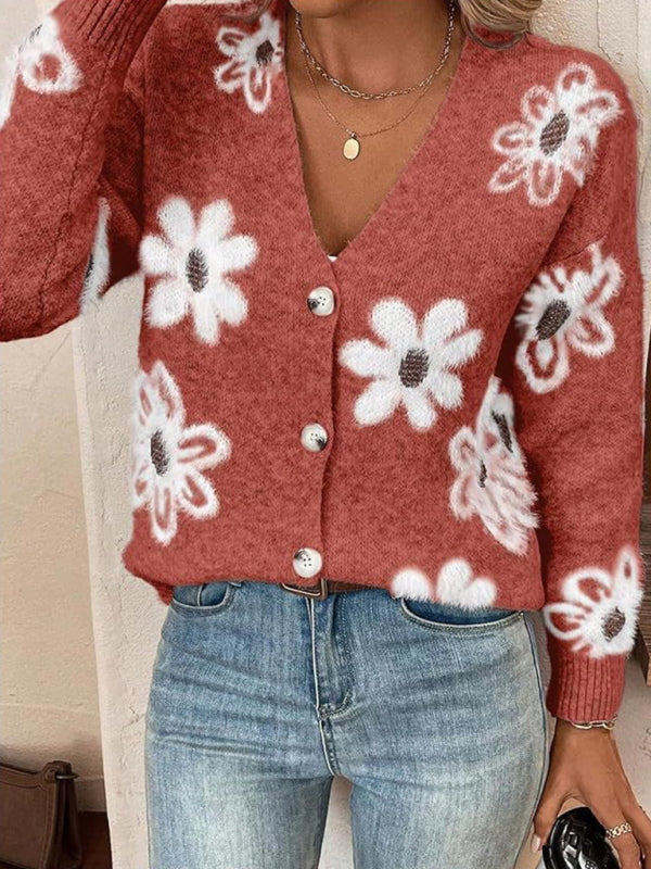 Casual Sunflower Knit Cardigan – Young Women's Style Cardigans