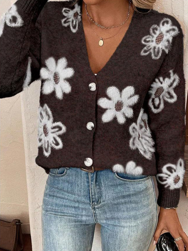 Casual Sunflower Knit Cardigan – Young Women's Style Cardigans