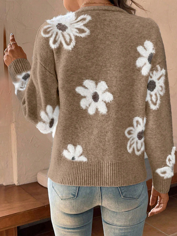 Casual Sunflower Knit Cardigan – Young Women's Style Cardigans