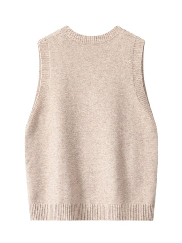 Women's Side-Button Vest Casual Knit Layer Knit Vests