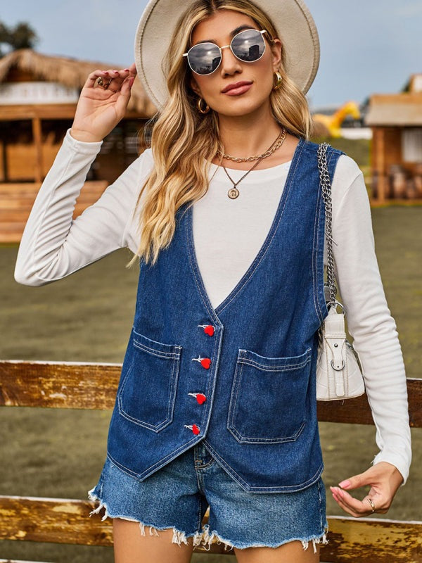 Romantic Camping Inspired Women's Denim Vest	