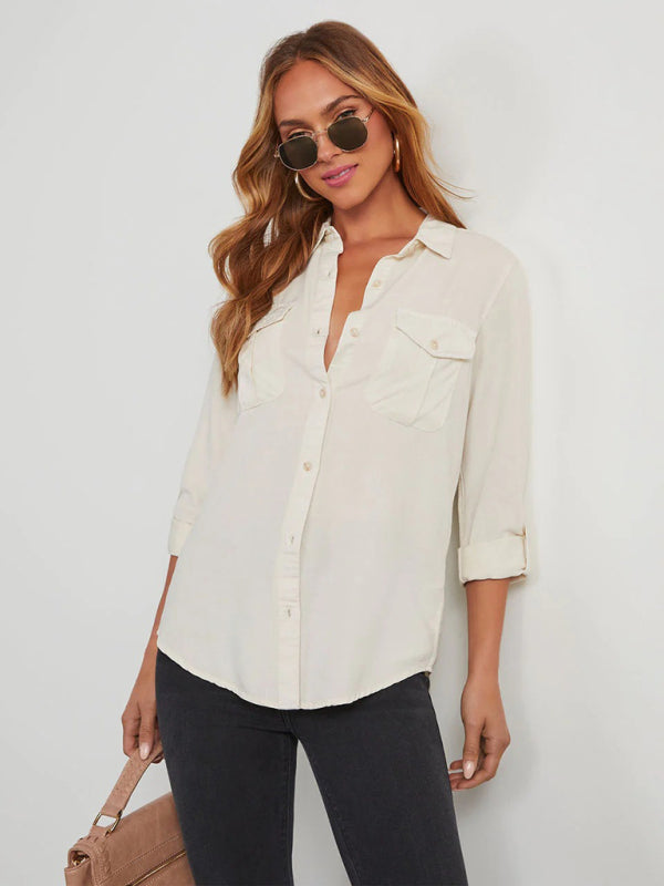 Casual Denim Long Sleeve Shirt for Women Shirts