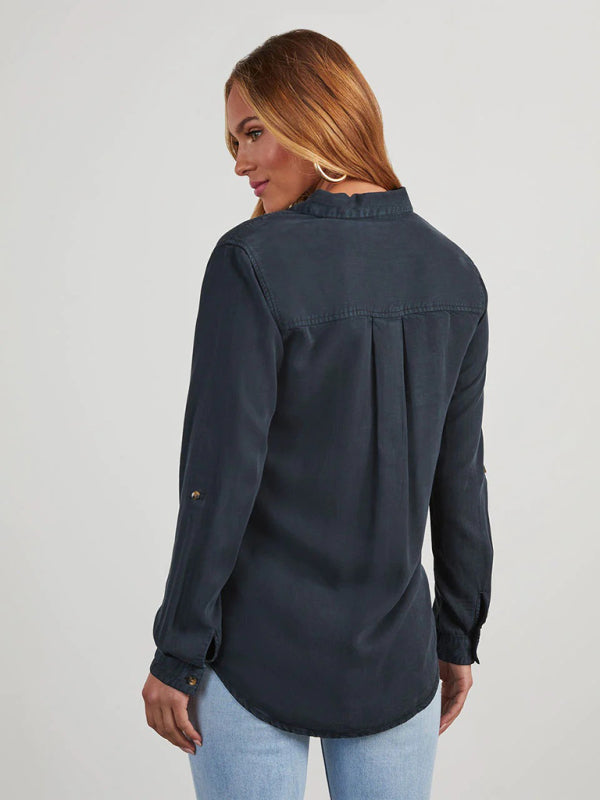 Casual Denim Long Sleeve Shirt for Women Shirts