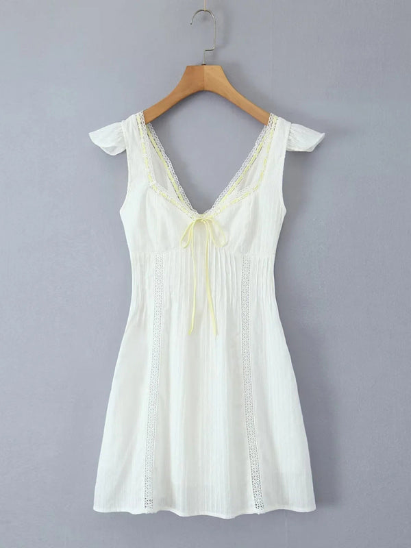 Off-Shoulder Sundress with Lace-Up Back Summer Dresses