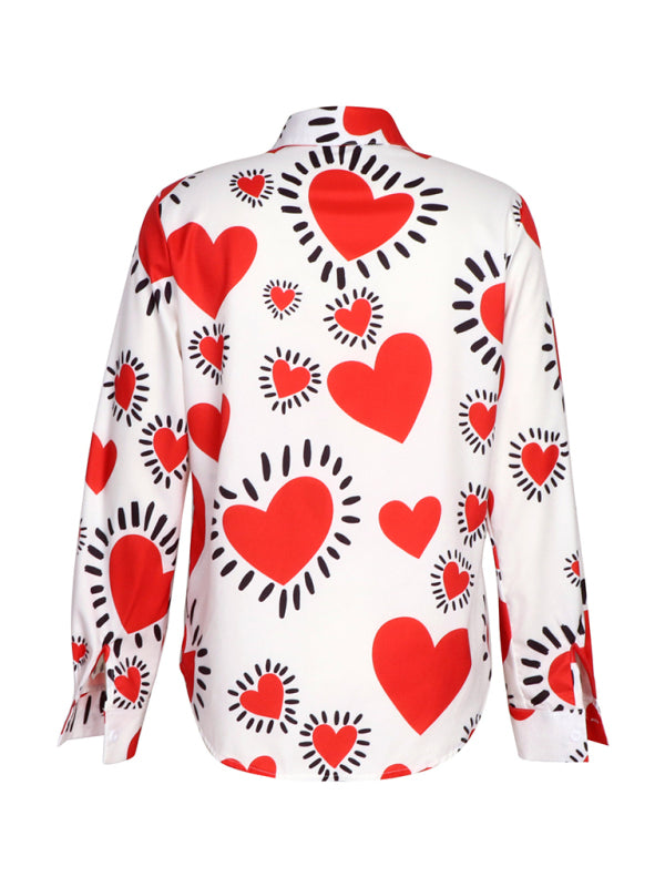 Women's Love-Themed Casual Blouse Women Shirts