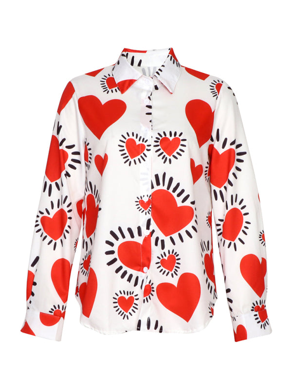 Women's Love-Themed Casual Blouse Women Shirts