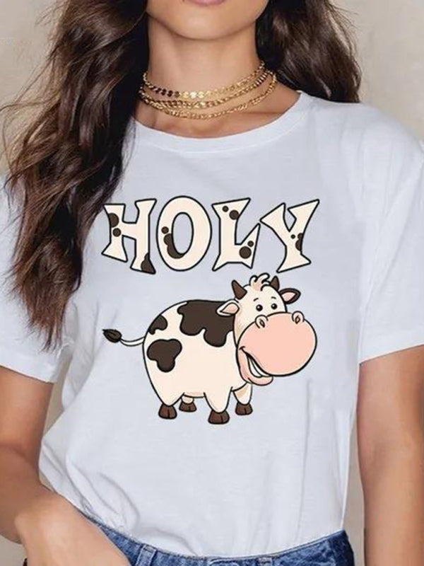 Orange Holy Cow Tee - Women's Casual Graphic T-Shirt T-Shirts