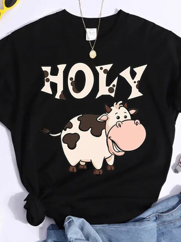 Orange Holy Cow Tee - Women's Casual Graphic T-Shirt T-Shirts