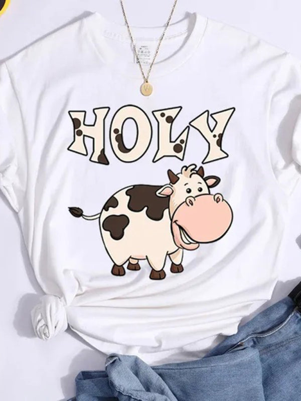 Orange Holy Cow Tee - Women's Casual Graphic T-Shirt T-Shirts