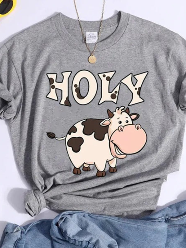 Orange Holy Cow Tee - Women's Casual Graphic T-Shirt T-Shirts