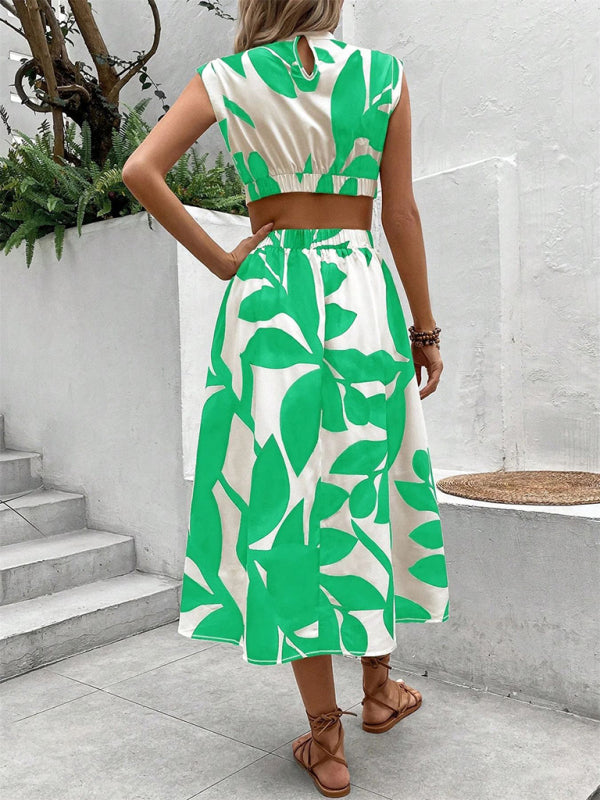 Summer Tea-Length Dress with Cutout Details Midi Dresses