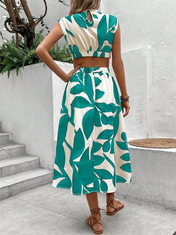 Summer Tea-Length Dress with Cutout Details Midi Dresses