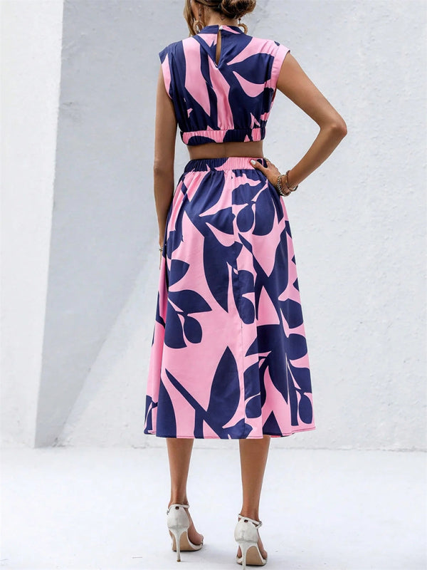 Summer Tea-Length Dress with Cutout Details Midi Dresses