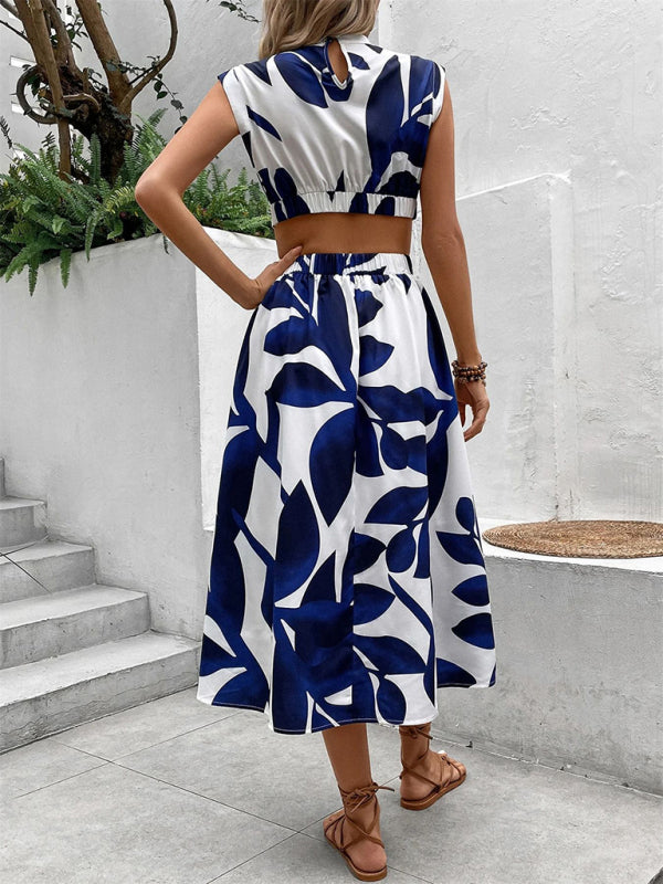 Summer Tea-Length Dress with Cutout Details Midi Dresses