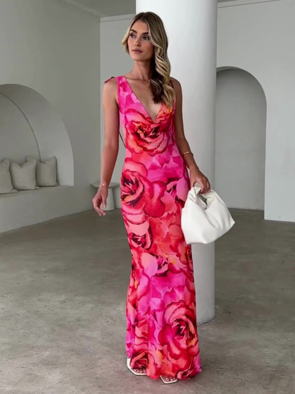 Elegant Cocktail Party Floral Maxi Dress Elegant Dresses