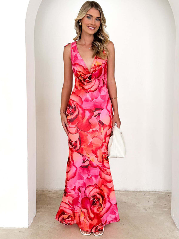 Elegant Cocktail Party Floral Maxi Dress Elegant Dresses