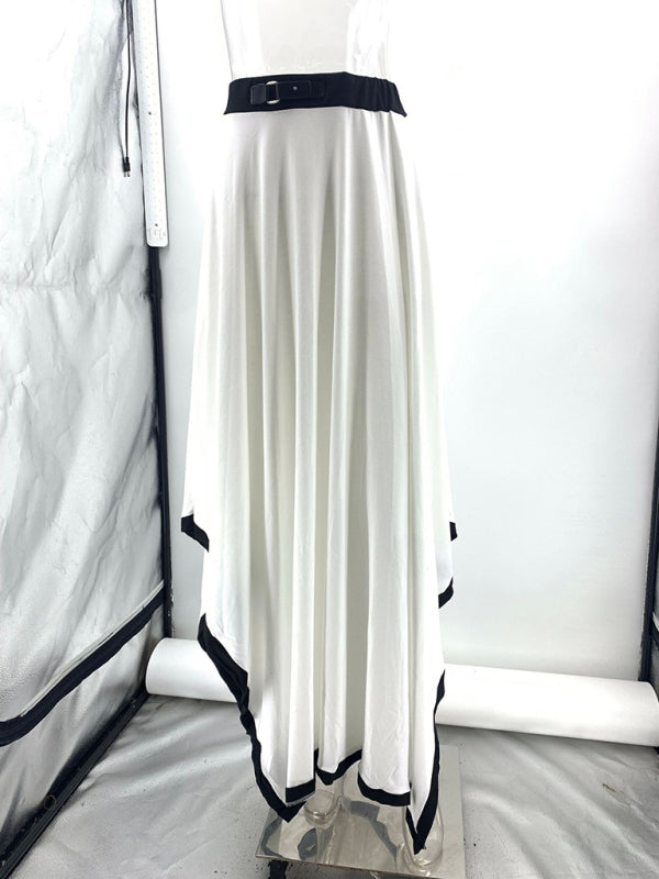 Long-Sleeve Top and Maxi Skirt Set with Contrast Piping Matching