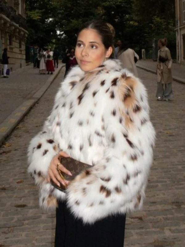 Women's Leopard Print Faux Fur Jacket	