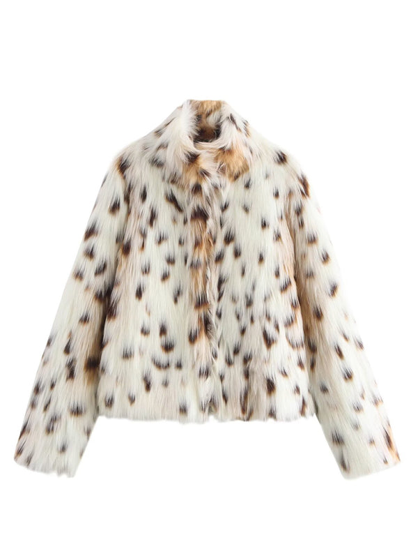 Leopard Faux Fur Jacket for Women Jackets