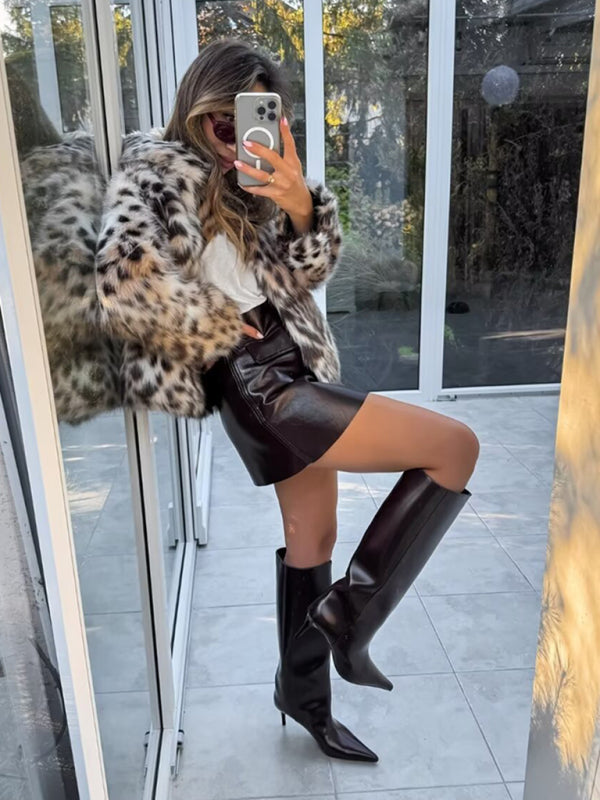 Women's Trendy Leopard Faux Fur Jacket - Must-Have Outerwear