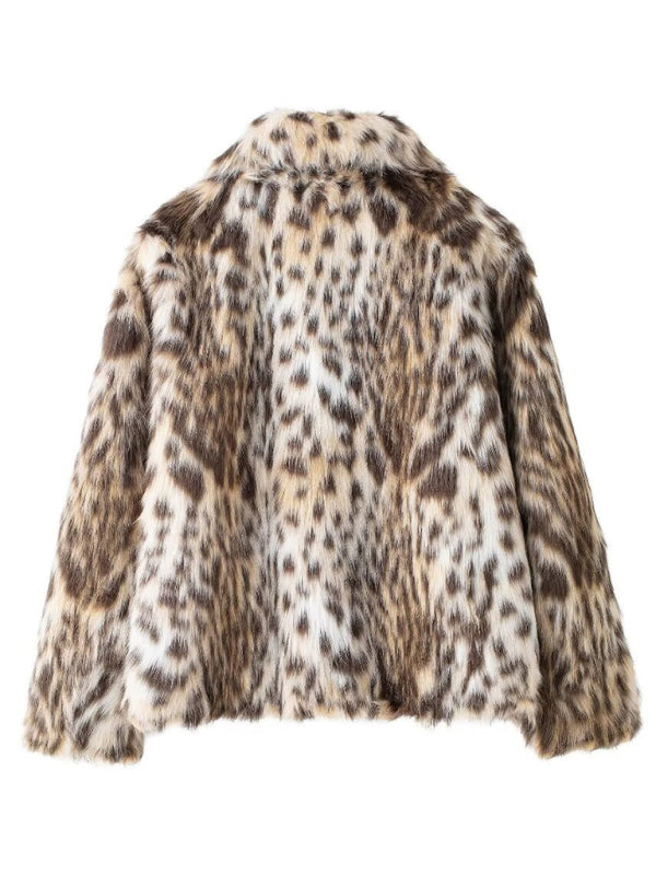 Women's Trendy Leopard Faux Fur Jacket - Must-Have Outerwear