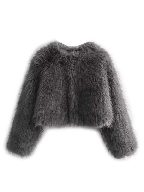 Trendy Women's Faux Fur Cropped Jacket Jackets