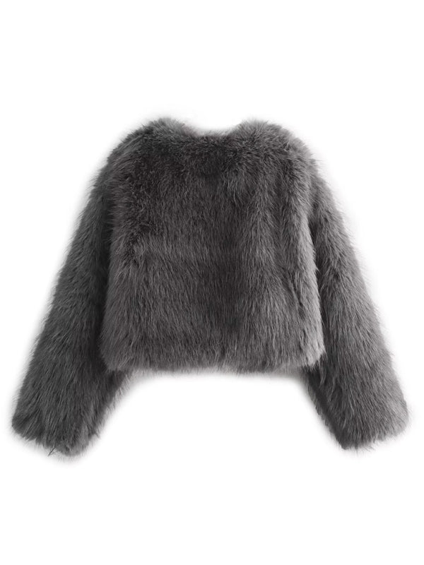 Trendy Women's Faux Fur Cropped Jacket Jackets