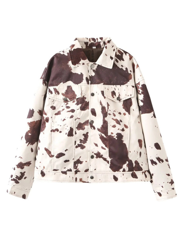 Casual Cow Print Jacket - Phelps Outerwear Jackets