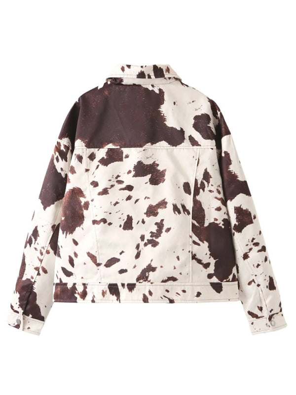 Casual Cow Print Jacket - Phelps Outerwear Jackets