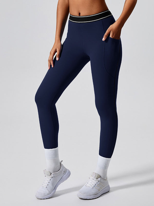 Navy Quick-Dry Sports Leggings for Active Women	