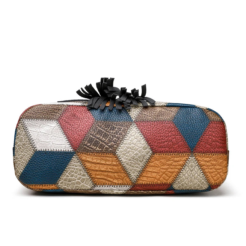 Everyday Patchwork Geo Crossbody Bag in Faux Leather HandBags