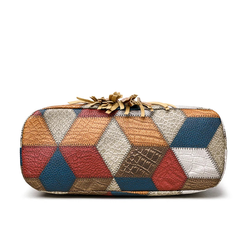 Everyday Patchwork Geo Crossbody Bag in Faux Leather HandBags