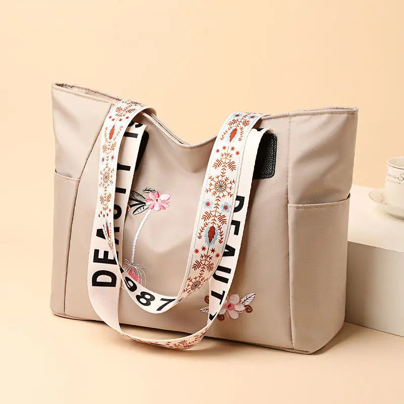 Floral Embroidered Tote Bag for Shopping HandBags