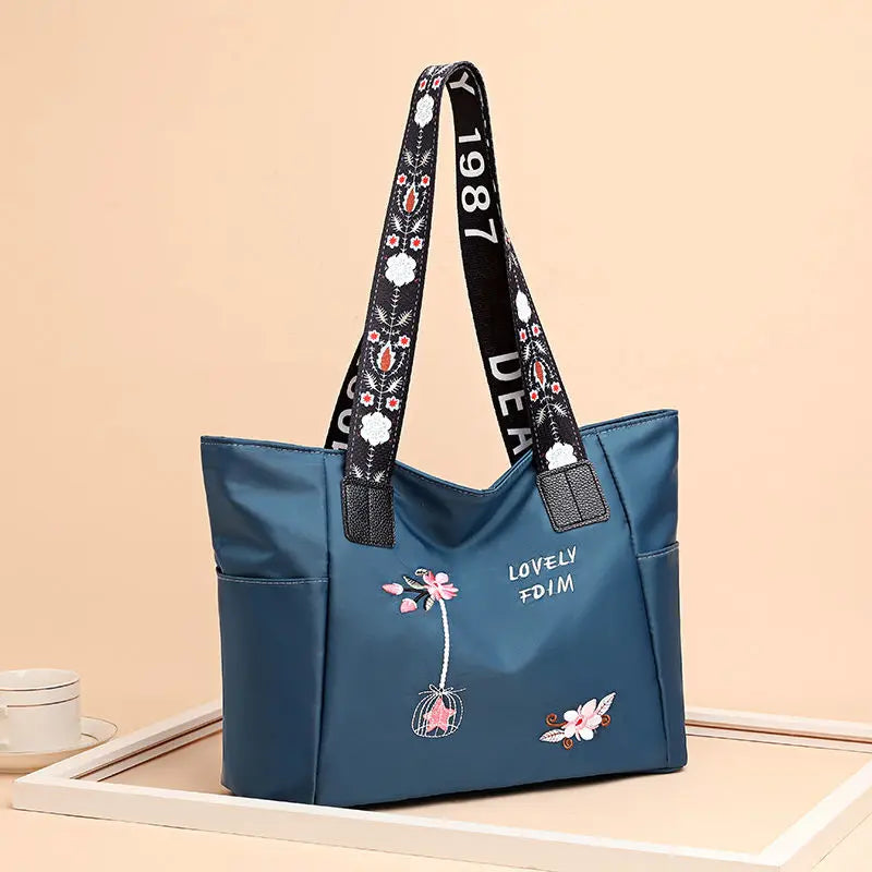 Floral Embroidered Tote Bag for Shopping HandBags