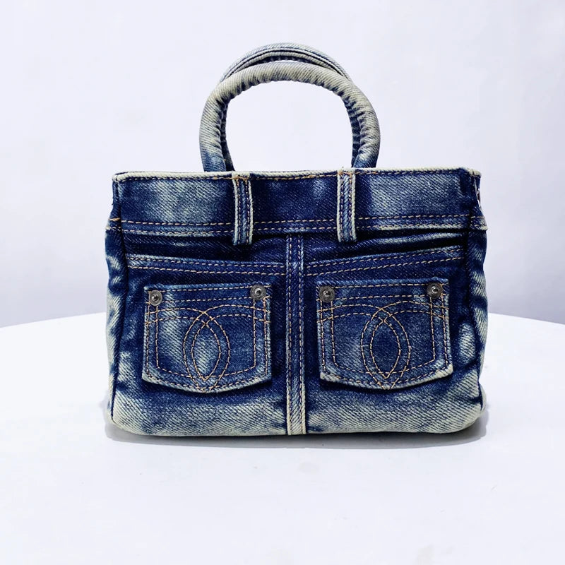 Casual Washed Denim Handbag Jeans Bag HandBags