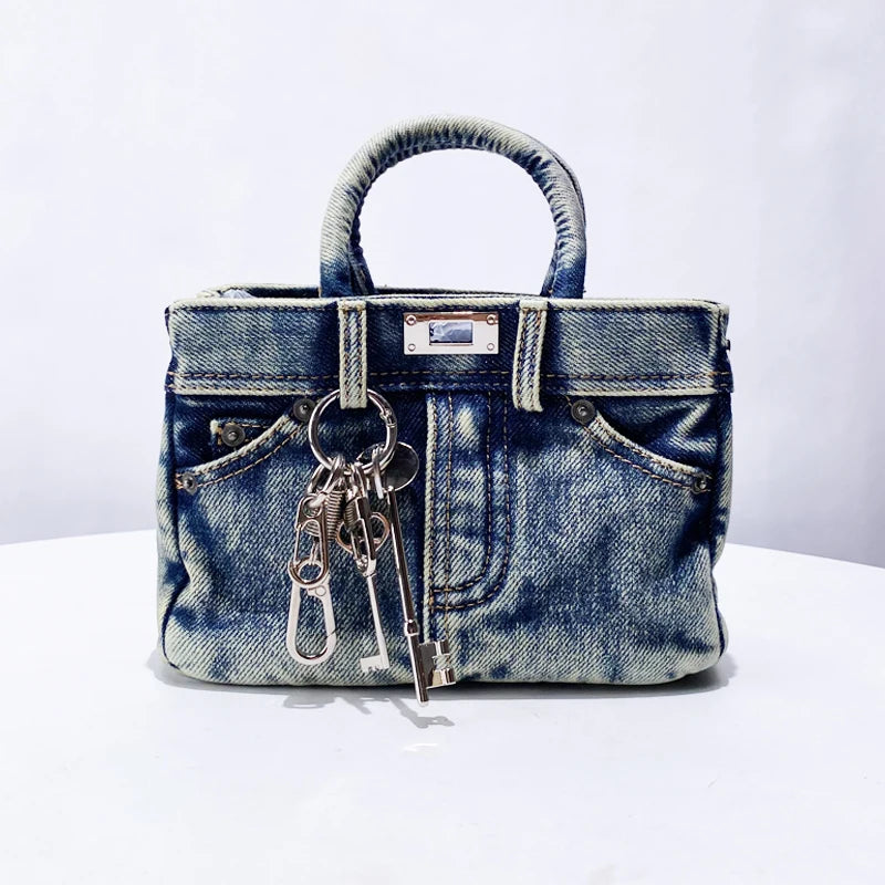 Casual Washed Denim Handbag Jeans Bag HandBags